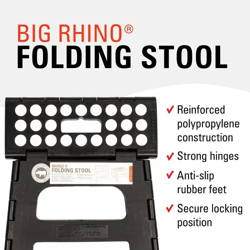 Miniatura 2 de Kikkerland Rhino II Taburete., Plástico, Negro