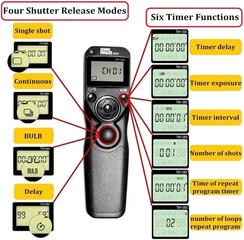 Miniatura 2 de Pixel Remote Timer TW283-L1 Temporizador de liberación de obturador remoto para Panasonic S5 S1 G95 G91 G90 G9 G10 G70 GH3 GH4 GH5 GH6 GX7 G85 G81