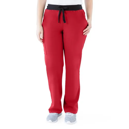 Miniatura 86 de ave. Varick - Pantalón médico de tiro medio para mujer, pierna recta, seis bolsillos, color azul caribeño, talla S