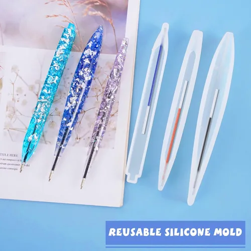 Miniatura 6 de JANYUN 3 piezas de moldes de resina con forma de bolígrafo, moldes de silicona para bolígrafos, moldes de resina epoxi, moldes de fundición