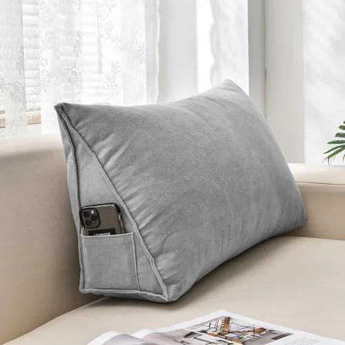 Miniatura 11 de Almohada de cuña para cabecero de cama con funda extraíble, soporte de posicionamiento triangular, respaldo de lectura, almohada de cuña