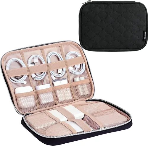 BELALIFE Organizador electrónico, bolsa portátil para cables de viaje, almacenamiento técnico para cable, cargador, teléfono, auriculares, disco