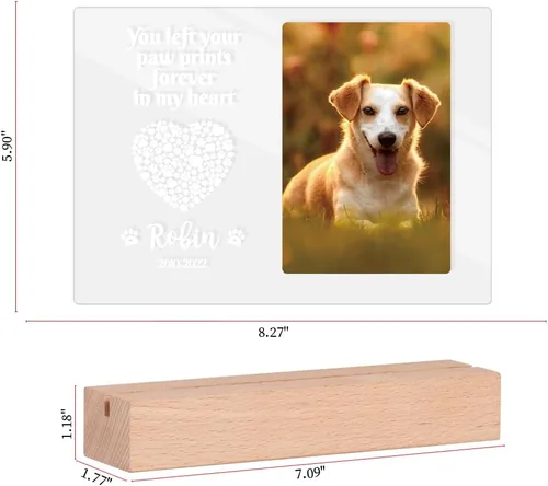 Miniatura 2 de Regalos conmemorativos personalizados para perros por pérdida de perro, regalos conmemorativos para mascotas para perros y gatos, placa fotográfica