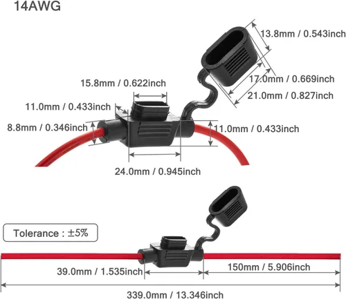 Miniatura 2 de [Cable UL] Chanzon 5 unids 14awg ATM/Mini portafusibles impermeable en línea Marine r para fusibles de cuchilla 30A automotriz coche motocicleta