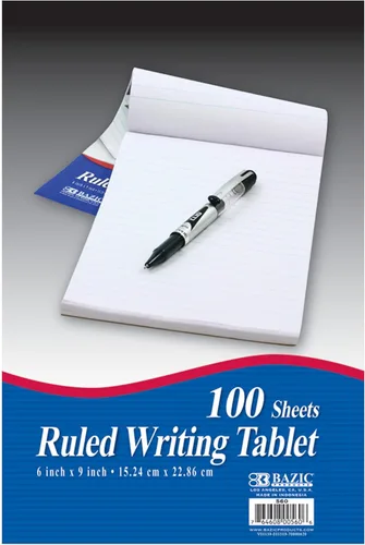 Miniatura 10 de BAZIC Products Bloc de escritura de 100 hojas de 6 x 9 pulgadas, cuaderno rayado de notas a rayas, papel de notas fácil de rasgar para oficina