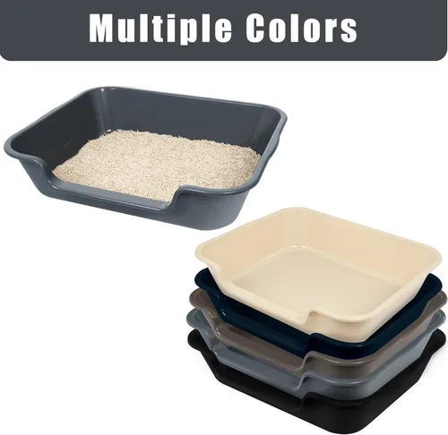 Miniatura 6 de 1 paquete de caja de arena extra grande para gatos (material ABS), corral de arena para gatos mayores de entrada baja para gatos geriátricos