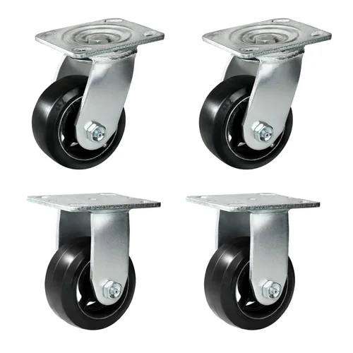 Miniatura 14 de Ruedas industriales de 5 x 2 pulgadas, rueda de goma en hierro fundido, juego de 4 ruedas resistentes con capacidad de hasta 1800 libras