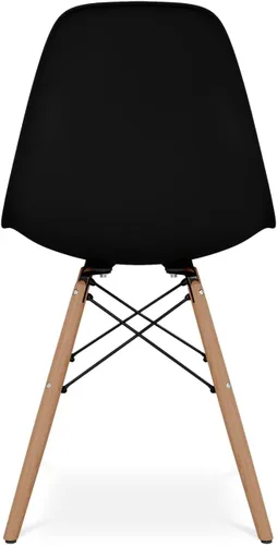 Miniatura 6 de Pyramid - Sillas de comedor de plástico y madera de 17.5 pulgadas, color negro (juego de 2)