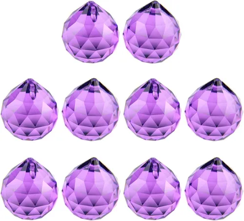 Miniatura 11 de Queenbox - 10 colgantes colgantes de cristal de 1.575 pulgadas (1.575 in) con agujero para lámpara de araña Feng Shui ventana, color azul claro