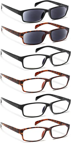 Miniatura 9 de JOSCHOO Gafas de lectura para computadora para mujeres y hombres, paquete de 6 lectores de bisagra de resorte con bloqueo de luz azul Mezcla