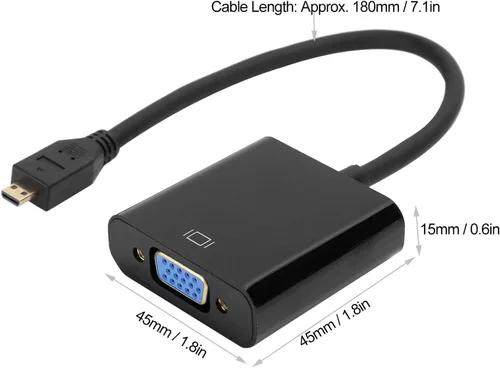 Miniatura 7 de Convertidor de video micro a VGA, adaptador de convertidor de video micro HDMI a VGA, adaptador de convertidor de video micro a VGA 1080P, para 4B