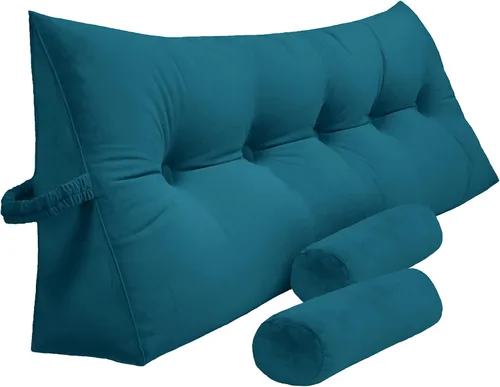 Miniatura 18 de Peachwell Almohada triangular de lectura para reposo de cama, cojín bolster grande para cabecero, respaldo, almohada de cuña con dos almohadas