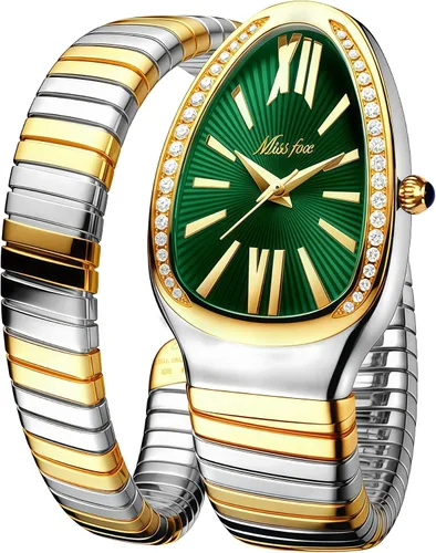 Miniatura 7 de MASTOP Reloj de cara de serpiente para mujer, con forma de serpiente, relojes para mujer, relojes impermeables de acero delicado para mujer, relojes