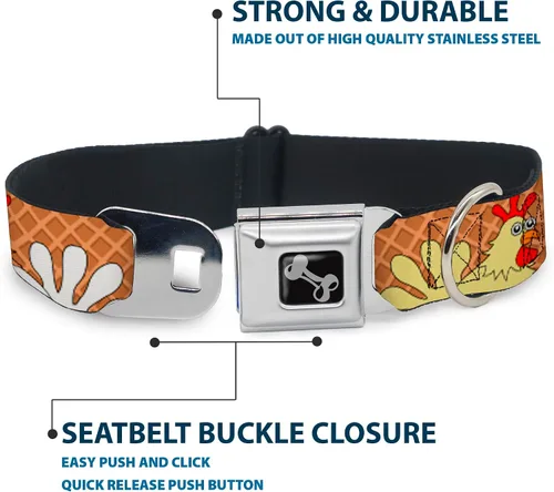 Miniatura 4 de Buckle-Down Collar de perro con diseño de gofres y pollo de 9-15 pulgadas, pequeño