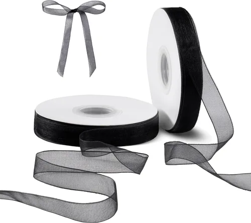 Miniatura 11 de Cinta de organza roja para envolver regalos, cinta transparente brillante de 2 pulgadas para ramos, bodas, festivales, 50 yardas cada rollo
