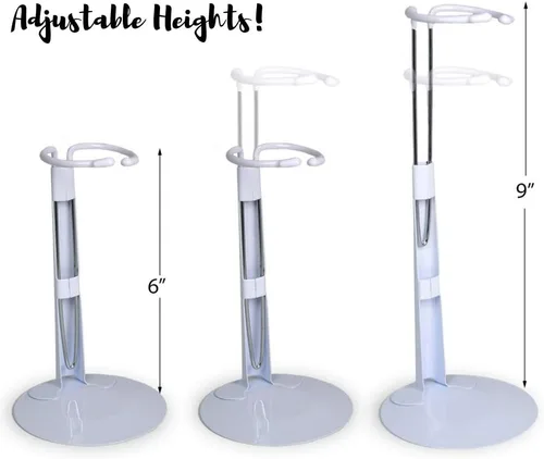 Miniatura 3 de BANBERRY DESIGNS Soportes para muñecas, soportes de metal blanco y vinilo, se adapta a muñecas y figuras de 6 a 12 pulgadas de alto, cada soporte se