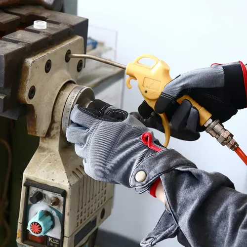 Miniatura 6 de HANDLANDY Paquete – 2 pares de guantes de trabajo para mecánico utilitario y guantes de trabajo de agarre resistentes a los impactos, talla M