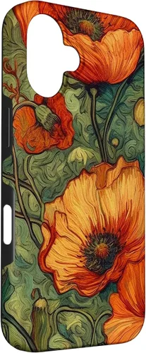 Miniatura 3 de iPhone 16 Floral Van Gogh Style Poppy Flower Case