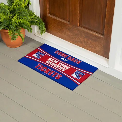 Miniatura 2 de Team Sports America NHL New York Rangers Entrada interior y exterior 28 x 16 pulgadas Parte trasera antideslizante Tapetes de bienvenida