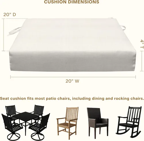 Miniatura 6 de Honeycomb Juego de 2 cojines de asiento para exteriores, 20 x 20 pulgadas, cojines texturizados de hueso sólido para sillas de comedor para muebles