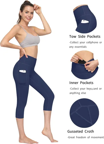 Miniatura 15 de Fengbay 3 Pack High Waist Yoga Pants with Pocket Leggings Tummy Control Workout Running Yoga Leggings for Women
