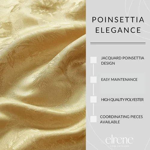 Miniatura 3 de Elrene Home Fashions Poinsettia Elegance - Camino de mesa de vacaciones jacquard, 13 x 70 pulgadas, dorado