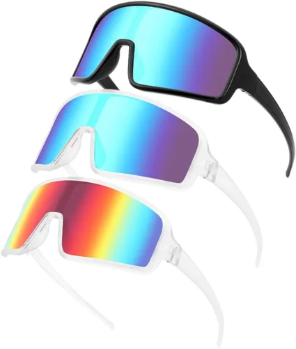 Miniatura 18 de Karsaer Vision - Gafas de sol deportivas para ciclismo, béisbol, softbol, unisex, para adultos, jóvenes, niños y niñas, 8-16 Lentes de espejo azul