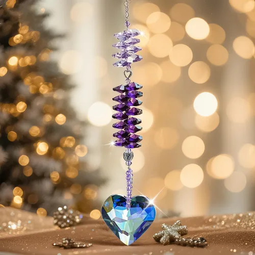 Miniatura 12 de kanpura Atrapasoles con forma de corazón de cristal Ab de 1.772 in para ventana, atrapasoles de cristal con forma de corazón, adorno colgante de Ab
