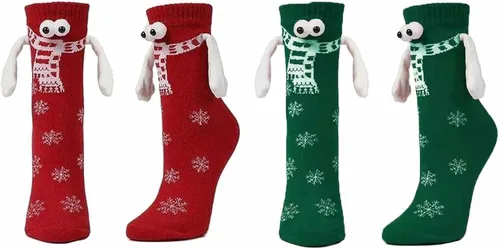 BINPURE Calcetines de mano a mano de Navidad tomados de la mano calcetines pares calcetines de mano magnéticos calcetines de tubo medio calcetines