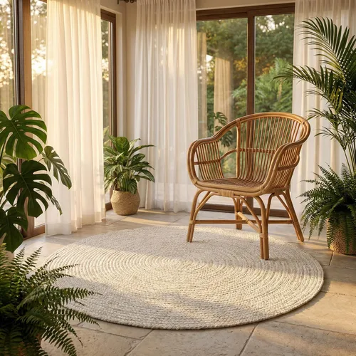 Miniatura 29 de Hausattire Alfombra Trenzada Bohemia de 2'x3' - Multicolor, Alfombras Pequeñas de Yute y Algodón Estilo Granja para Entrada, Sala