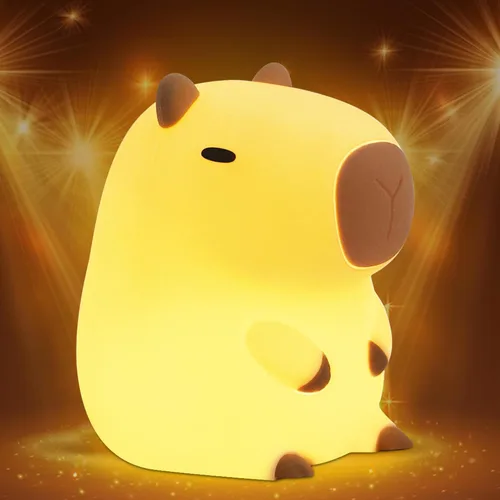 Attivolife Capybara - Luz nocturna para niños, lámpara de noche de silicona animal recargable por USB, control táctil con regulador y temporizador,