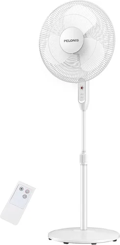 Miniatura 11 de PELONIS Ventilador de pedestal de 16 pulgadas para dormitorio, control remoto, ventilador de pie con temporizador de 7 horas, oscilación de 90°, 3