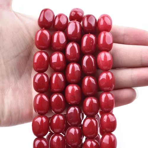 HAAMIIQII Cuentas espaciadoras de piedra libre de jade rojo de 0.394 a 0.630 pulgadas, cuentas sueltas para la fabricación de joyas, pulseras,
