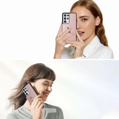 Miniatura 6 de Funda para teléfono Samsung Galaxy S21 Ultra con tarjetero para mujeres y niñas (6.8 pulgadas), funda tipo cartera [no para S21] con anillo