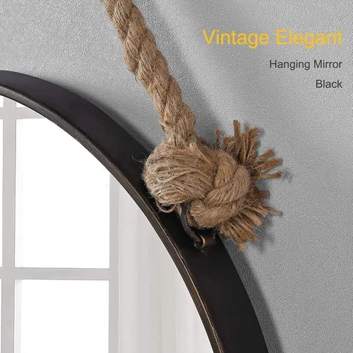 Miniatura 6 de Espejo colgante de cuerda redonda para baño y oficina Espejos decorativos para decoración de pared de sala de estar Vanidad, espejo de afeitado