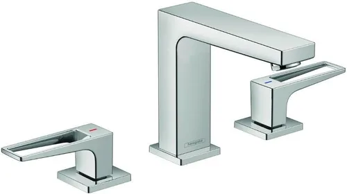 hansgrohe Metropol 74516001 - Grifo moderno para lavabo de baño de bajo flujo con 2 manijas y 3 5 pulgadas de alto, color cromado