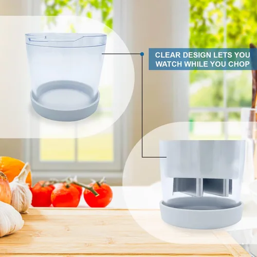 Miniatura 5 de Picadora de alimentos para verduras, cebolla, ajo y nueces - Procesador de alimentos alimentado a mano, picadora y picadora fácil con una sola mano