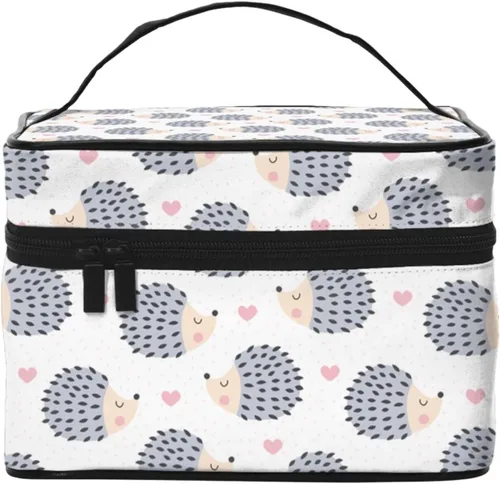 Miniatura 11 de Bolsa de maquillaje con asa, estuche de cosméticos con cremallera, bolsa de aseo portátil de viaje para mujeres y niñas, duradera, 1 Foto