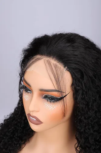 Miniatura 2 de Keshon Pelucas frontales de encaje rizado jerry 4x4 de cabello humano, densidad 180%, peluca frontal rizada, pelucas frontales de encaje