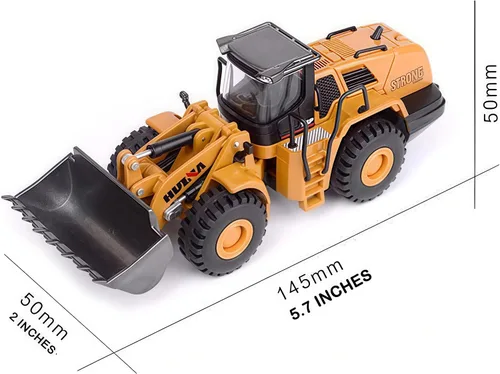 Miniatura 7 de Gemini&Genius Cargador de ruedas de alta resistencia, juguetes para vehículos de construcción a escala 1:60, niveladora fundida a presión, pala
