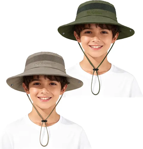 Miniatura 15 de Zando Sombrero de sol para niños al aire libre, UPF 50+, impermeable, sombrero de pescador para niños y niñas, ala ancha, resistente al viento
