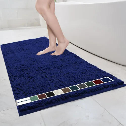 Miniatura 45 de Muddy Mat Alfombras de Baño de Chenilla de Microfibra de Secado Rápido Antideslizantes Lavables, Extra Gruesas, Suaves y Altamente Absorbentes Gris
