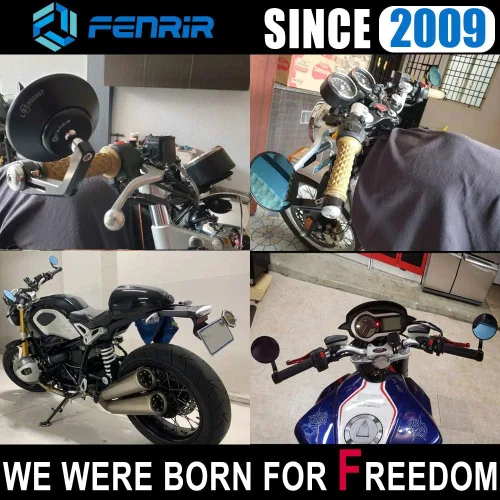 Miniatura 5 de FENRIR CNC aleación de aluminio redondo Cafe Racer Retro negro motocicleta Bar End Espejos laterales 0.866 in 7/8 pulgadas manillar espejo universal