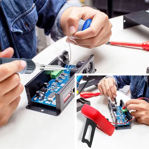 Miniatura 8 de Kit de soldador KEPIOG, soldador eléctrico de 80W, temperatura ajustable (180°C- 500°C), con multímetro, lupa, maniquí de ayuda para soldar, tubo