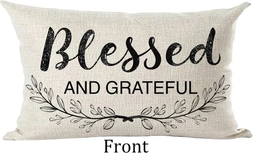 Miniatura 2 de Ramirar Funda decorativa de almohada lumbar con texto en inglés «Blessed and Grateful para Día de Acción de Gracias», funda de almohada lumbar