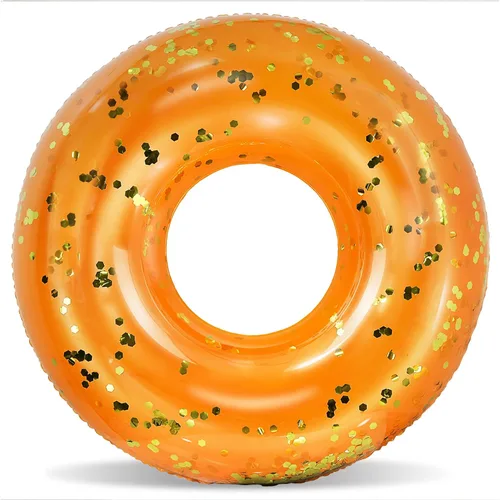 Miniatura 10 de POZA Flotador de Tubo Inflable para Piscina – Anillo de natación de confeti brillante, Tubo Inflable de Servicio Pesado Resistente a los Rayos UV Oro