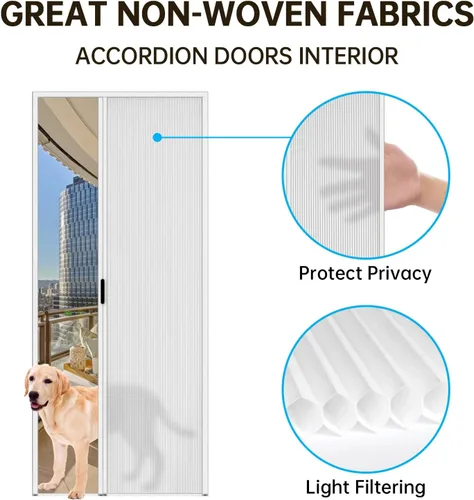 Miniatura 2 de MaKefeile Puerta celular plegable de acordeón sin perforaciones para puertas celulares, puertas correderas para dormitorios, pasillos, divisores