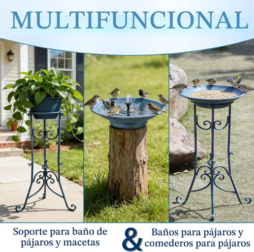 Miniatura 4 de Fuente Solar para Pájaros para Exterior, Juego de Combo de Fuente Solar y Baño de Pájaros con Soporte de Metal y Burbujeador, Baños Solares