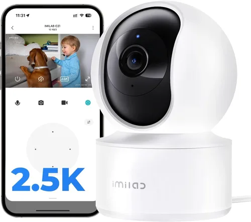 IMILAB Cámara interior de 2.5K, cámara de habitación para dormitorio, perro/mascota/bebé/niñera con aplicación Xiaomi Home, cámara de seguridad para