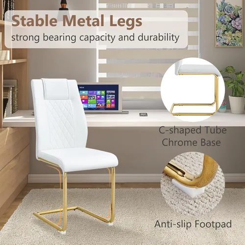 Miniatura 5 de cinkehome Juego de 4 sillas de comedor modernas de color negro con patas de metal plateado, silla lateral tapizada sin brazos con respaldo alto
